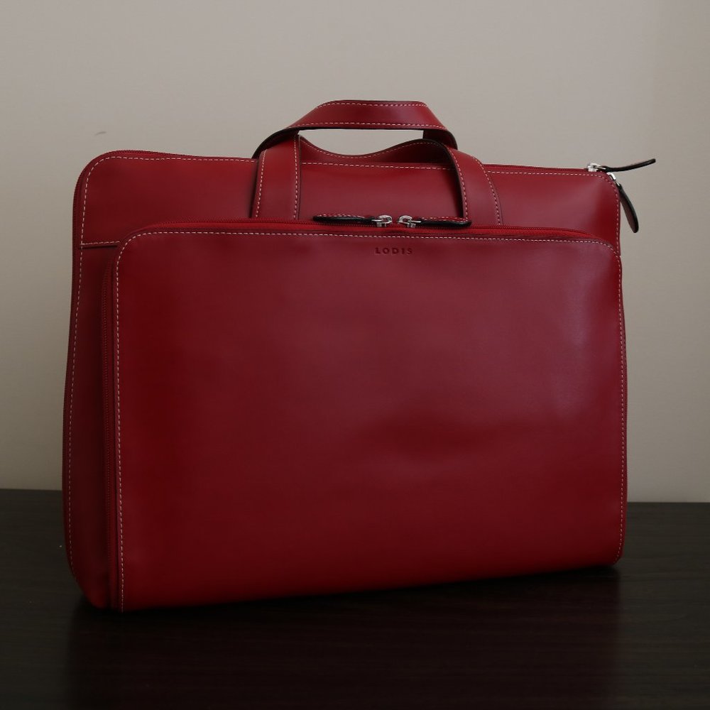 Lodis Crimson Red Smooth Leather Briefcase